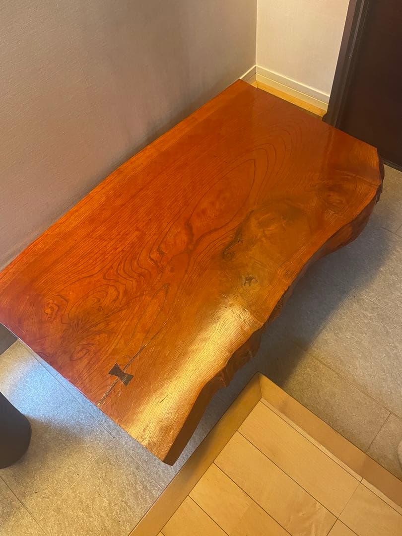 天板20万円★栃の木(トチノキ) 天然木座卓★美品★足が折れるタイプ★