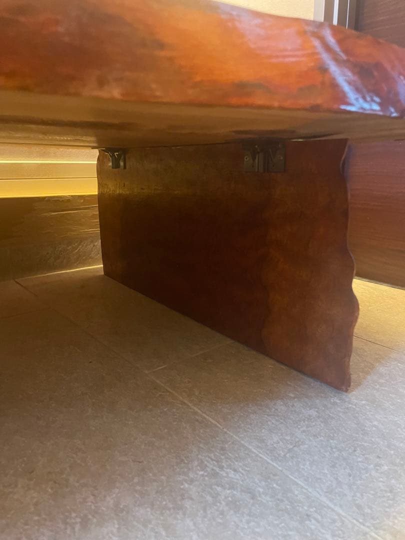 天板20万円★栃の木(トチノキ) 天然木座卓★美品★足が折れるタイプ★