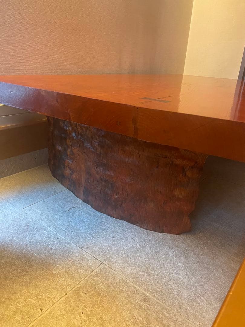 天板20万円★栃の木(トチノキ) 天然木座卓★美品★足が折れるタイプ★