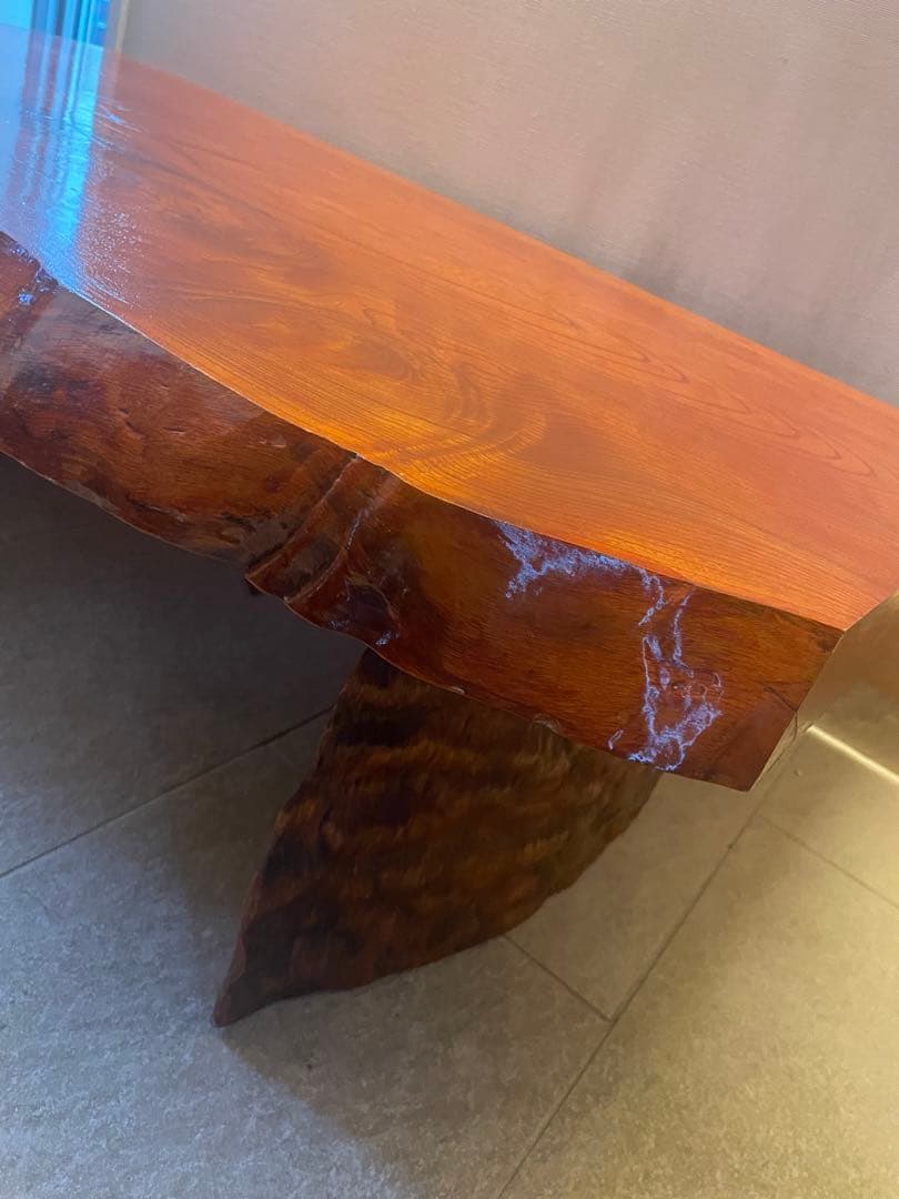 天板20万円★栃の木(トチノキ) 天然木座卓★美品★足が折れるタイプ★