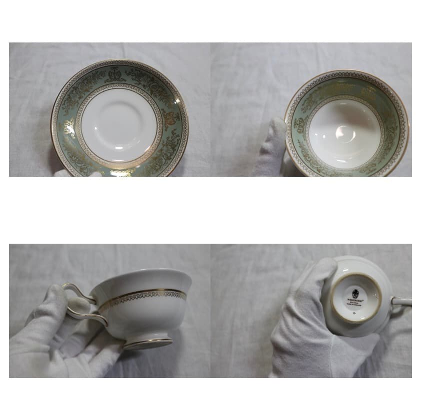 希少 ウェッジウッド コロンビア グリーン カップ&ソーサー2客/プレート6枚