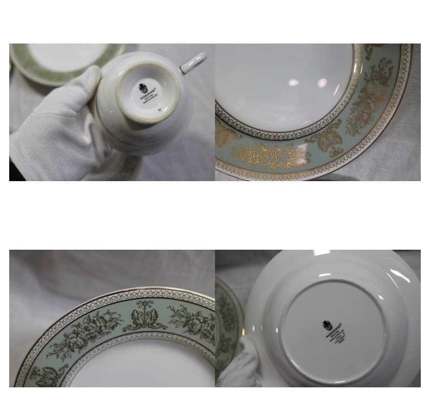 希少 ウェッジウッド コロンビア グリーン カップ&ソーサー2客/プレート6枚