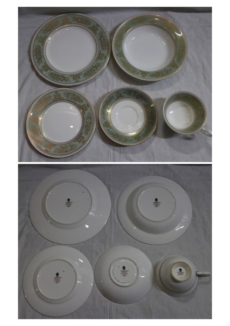 希少 ウェッジウッド コロンビア グリーン カップ&ソーサー2客/プレート6枚