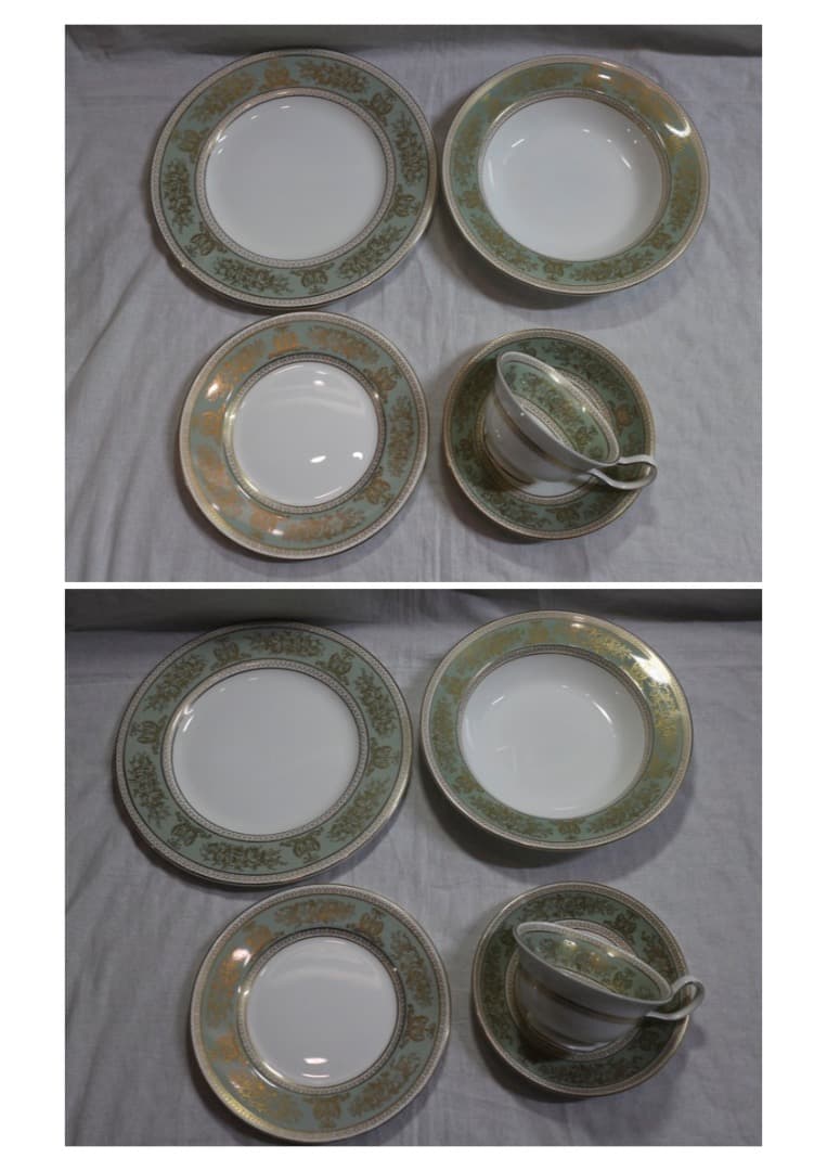 希少 ウェッジウッド コロンビア グリーン カップ&ソーサー2客/プレート6枚