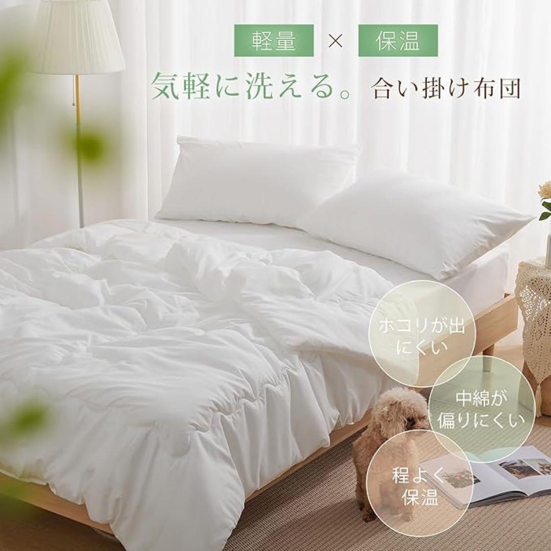 掛け布団 シングル 春夏秋 洗える 通気性 ホワイト 150×210cm 2枚