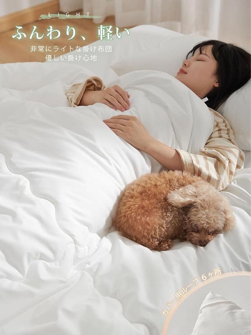 掛け布団 シングル 春夏秋 洗える 通気性 ホワイト 150×210cm 2枚