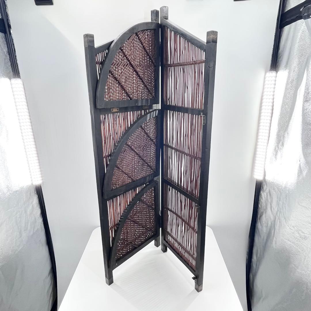 和風 竹製 コーナーラック 三段 折りたたみ 飾り棚 収納棚 昭和レトロ