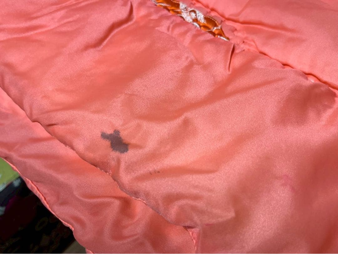 掛布団 昭和レトロ 当時物 サテン インテリア 鶴 ビンテージ