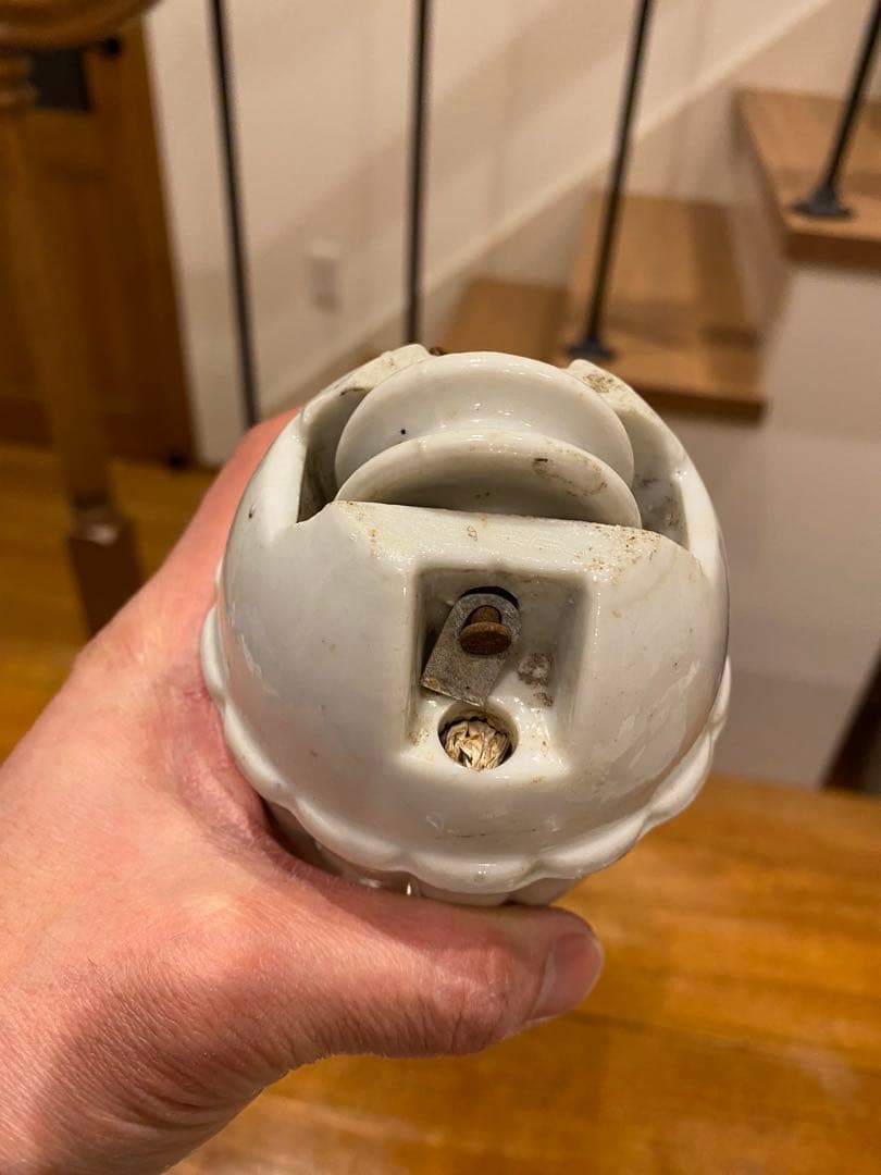 ④アンティーク　陶器　ペンダントライト滑車　バランサー　昇降機　照明器具