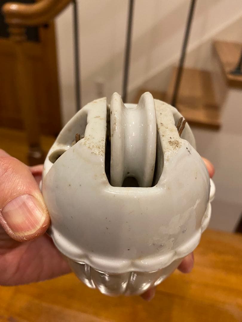 ④アンティーク　陶器　ペンダントライト滑車　バランサー　昇降機　照明器具