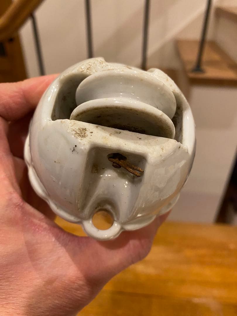 ④アンティーク　陶器　ペンダントライト滑車　バランサー　昇降機　照明器具