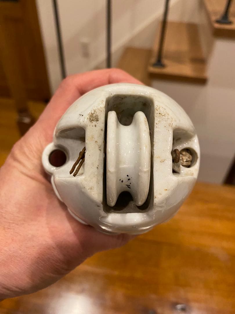 ④アンティーク　陶器　ペンダントライト滑車　バランサー　昇降機　照明器具