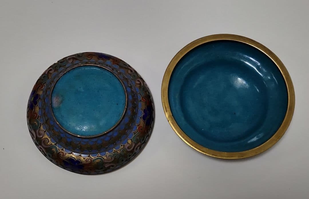 ☆セール☆ 香合 七宝焼き 中国 花紋 蓋物 お茶道具 古美術 骨董品