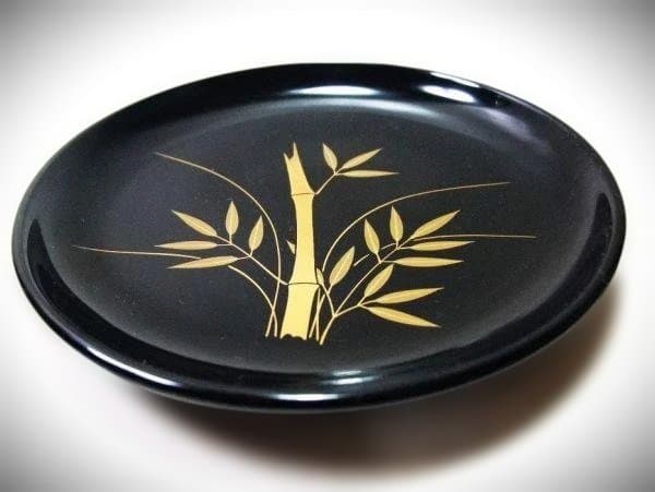 輪島塗竹蒔絵 金蒔絵 菓子皿 5枚 木皿 天然木 本漆器 茶道具 共箱