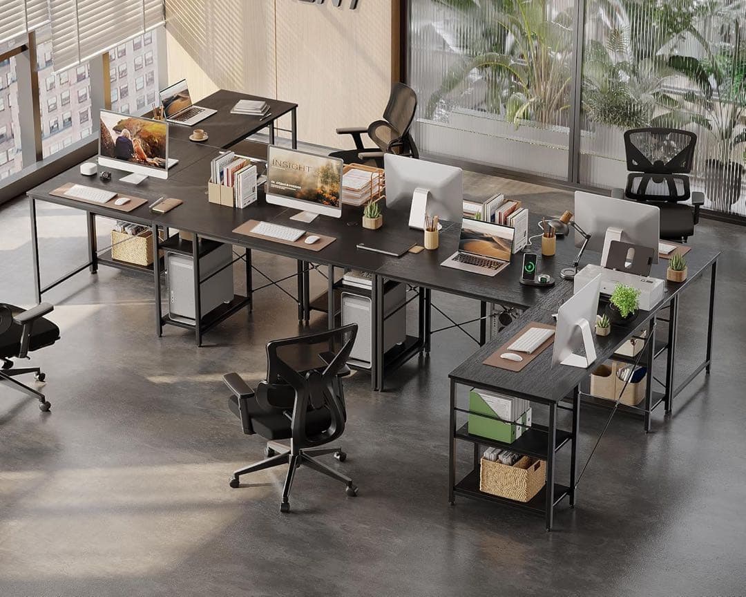 Bestier ゲーミングデスク 幅150cm L字型 ブラック パソコンデスク