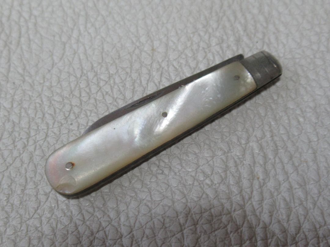 1800年頃英国製◆シェフィールド 白蝶貝 ブレード純銀シルバー フルーツナイフ