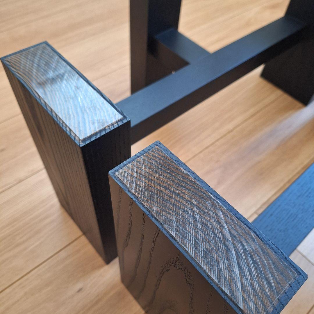 【新品、未使用】ローテーブル用 脚 木製 T型 黒 2本セット 一枚板 天板