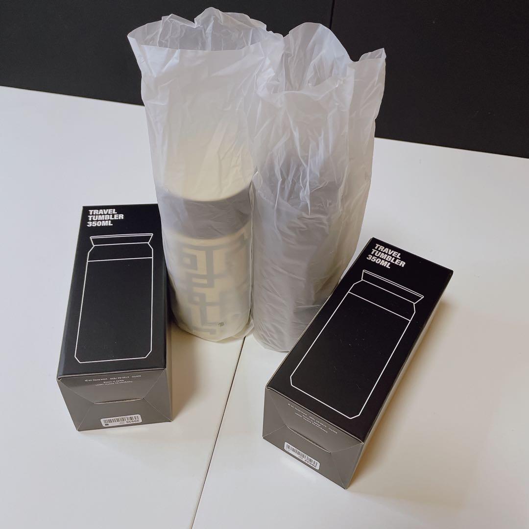 布袋 寅泰 × キントー タンブラー ブラック / ホワイト G柄ダンボール
