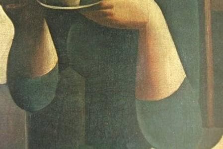 東郷青児、【コーヒーを飲む女】、希少な額装用画集より、状態良好