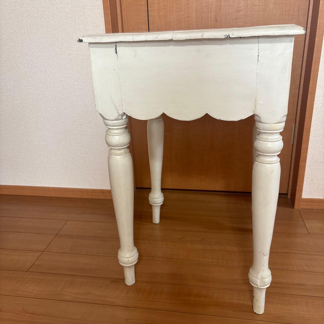 テーブル　アンティーク調　白　ホワイト　サイドテーブル　ドレッサー　鏡台