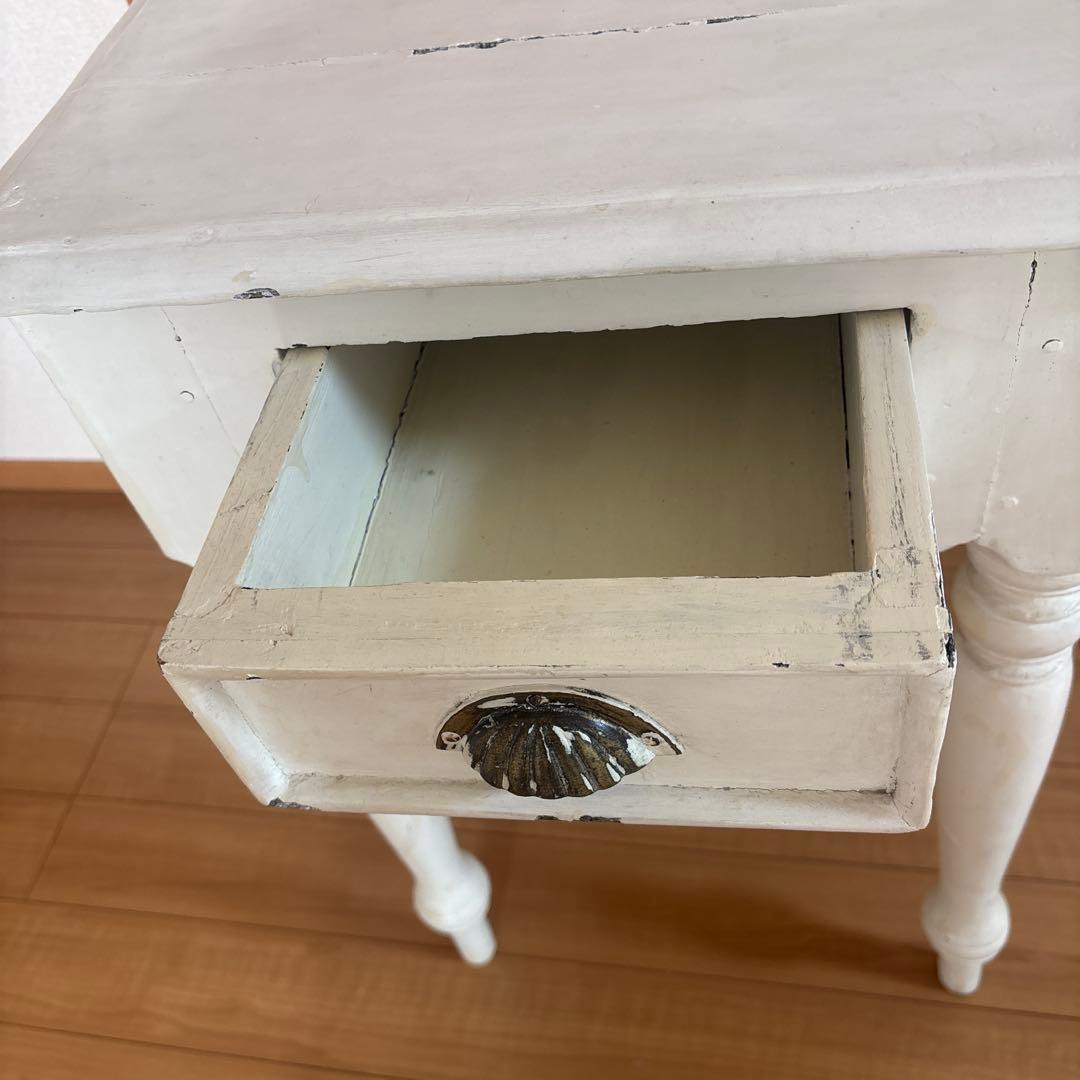 テーブル　アンティーク調　白　ホワイト　サイドテーブル　ドレッサー　鏡台