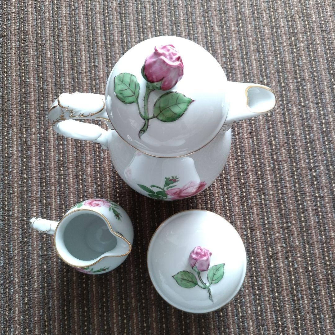 【美品】フュルステンベルク　バラ文様　ポット＆クリーマー＆シュガーポットセット