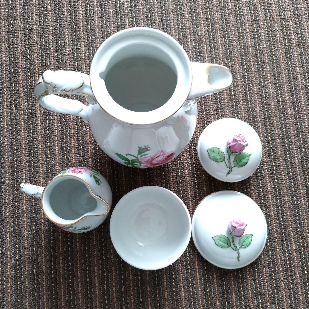 【美品】フュルステンベルク　バラ文様　ポット＆クリーマー＆シュガーポットセット