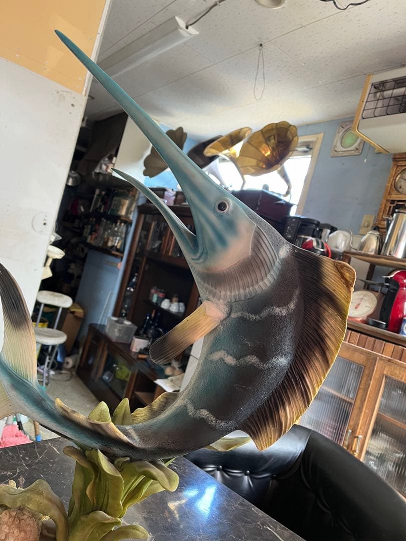 カジキマグロ置き物、イタリア大理石、人工大理石、カジキマグロ飾り