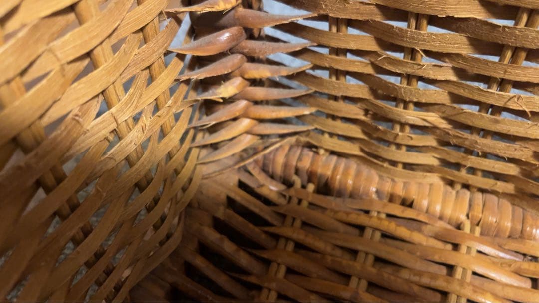 籐製 5段ラック収納ボックス アンティーク 送料元払い(直接引取-¥8,600)