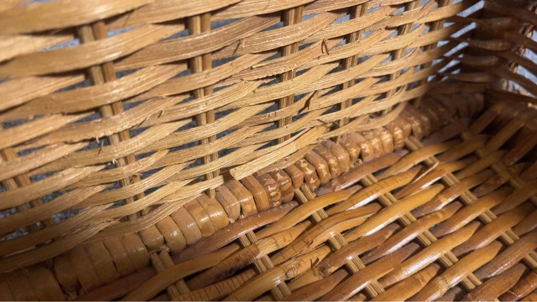 籐製 5段ラック収納ボックス アンティーク 送料元払い(直接引取-¥8,600)