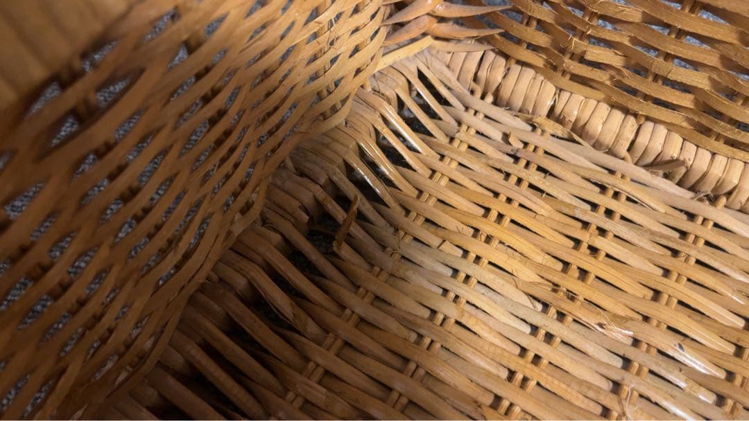 籐製 5段ラック収納ボックス アンティーク 送料元払い(直接引取-¥8,600)