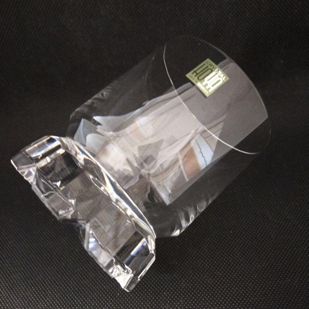 HOYA　最高級　底面菊繋ぎ紋　スリットカット　ロックグラス　激レア品