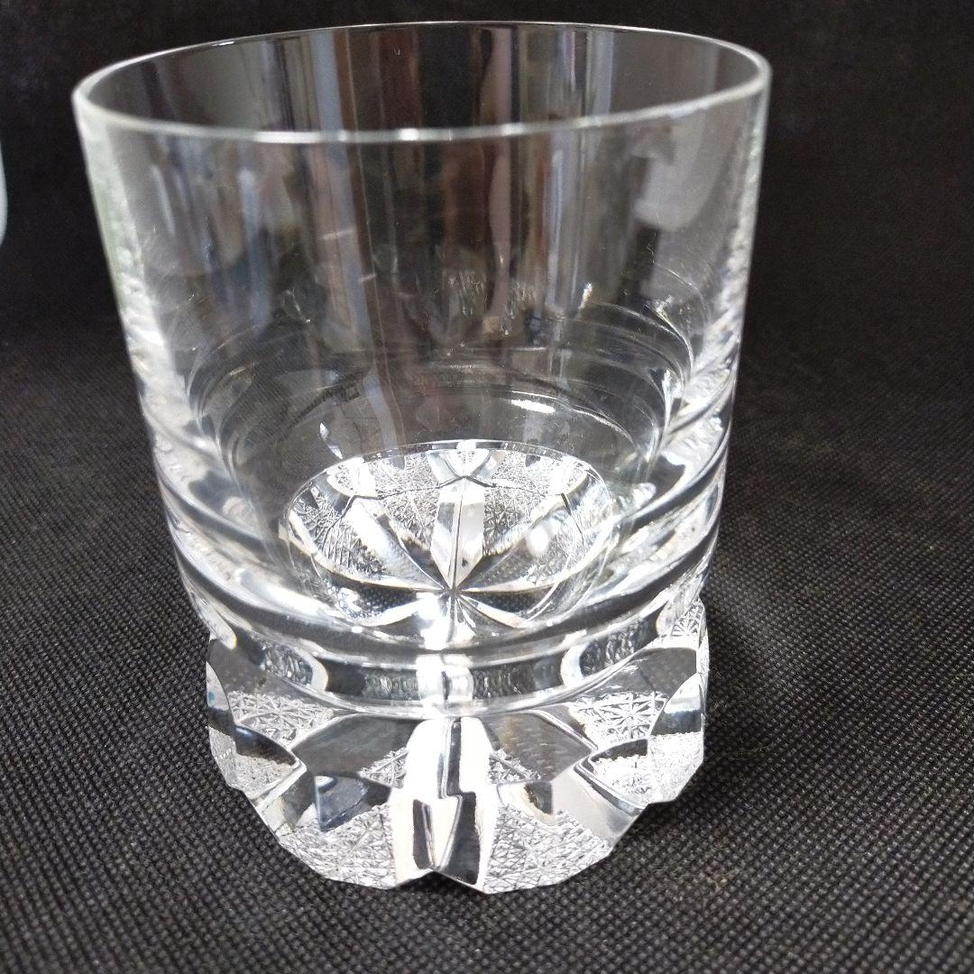 HOYA　最高級　底面菊繋ぎ紋　スリットカット　ロックグラス　激レア品