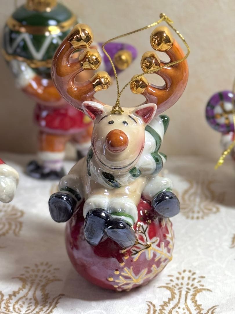 5体セットの可愛い陶器製クリスマスオーナメント