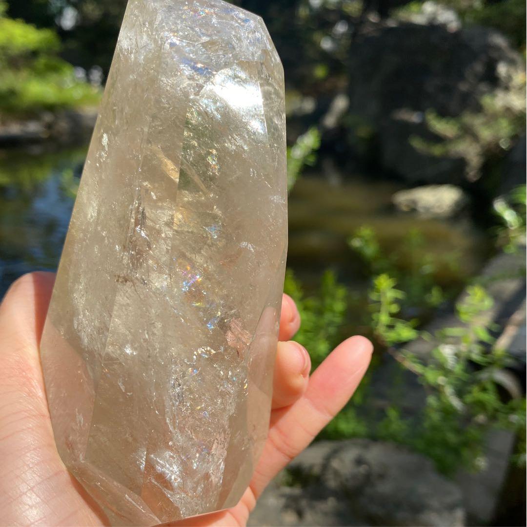 たっぷり虹　天然　非加熱　ナチュラルシトリン　原石カット　フリーフォーム