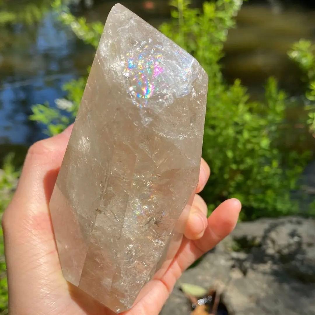 たっぷり虹　天然　非加熱　ナチュラルシトリン　原石カット　フリーフォーム