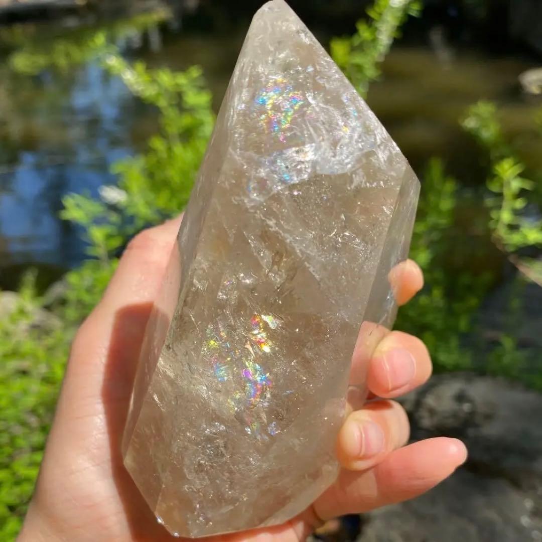 たっぷり虹　天然　非加熱　ナチュラルシトリン　原石カット　フリーフォーム