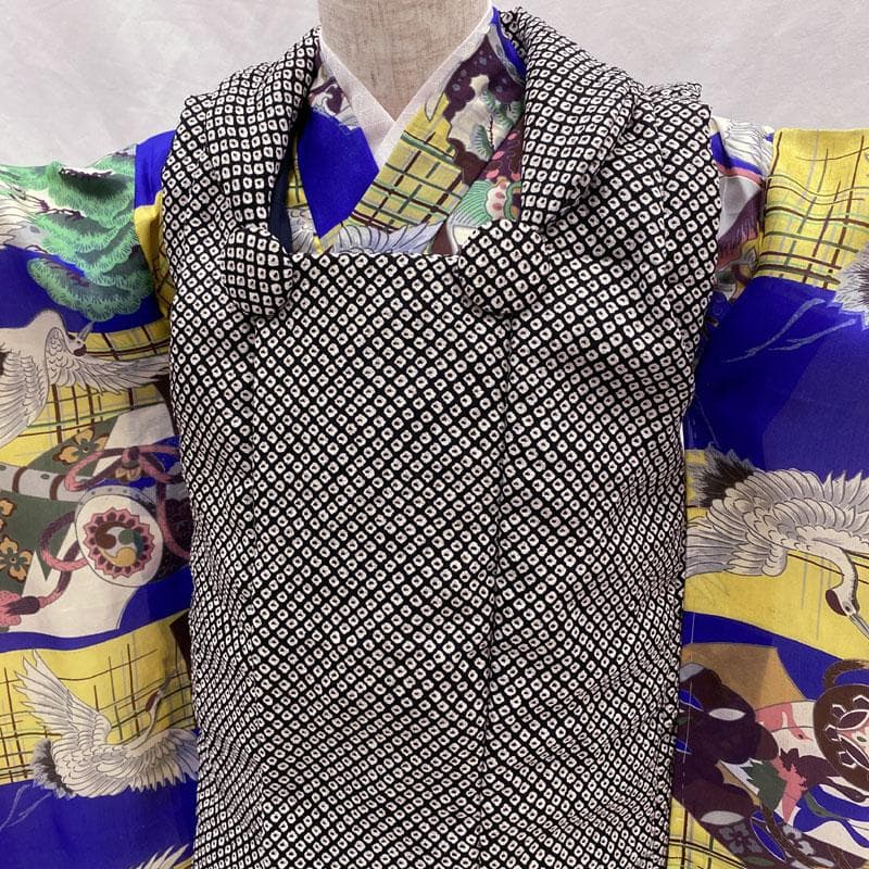 510ab4◎七五三 三歳 男の子 アンティーク着物&被布 レトロ 群青色◎