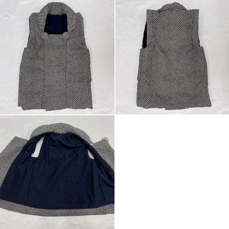 510ab4◎七五三 三歳 男の子 アンティーク着物&被布 レトロ 群青色◎