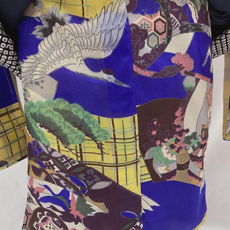 510ab4◎七五三 三歳 男の子 アンティーク着物&被布 レトロ 群青色◎