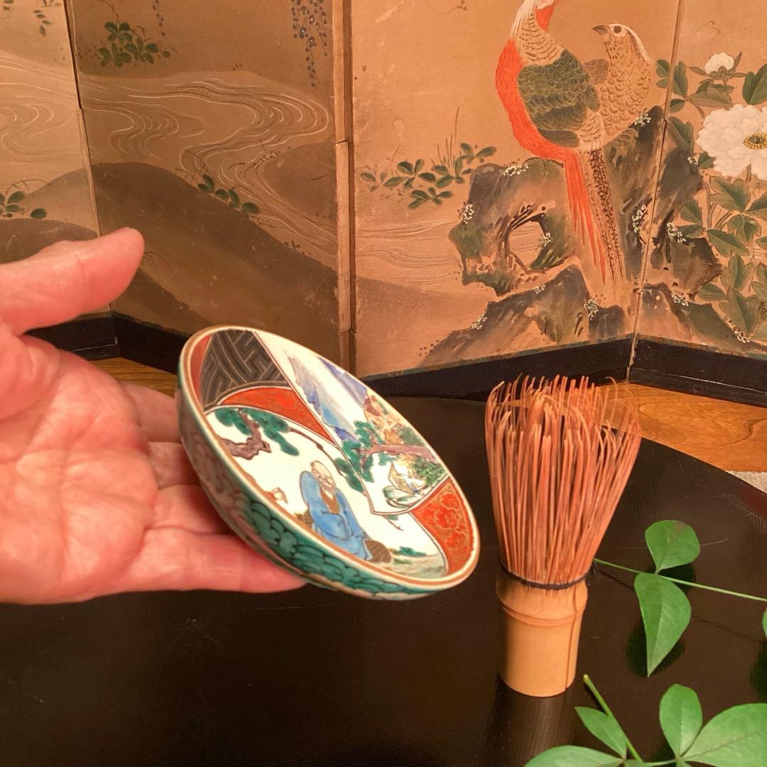 A1００６　時代物九谷焼　九谷庄三　彩色金襴手　5客