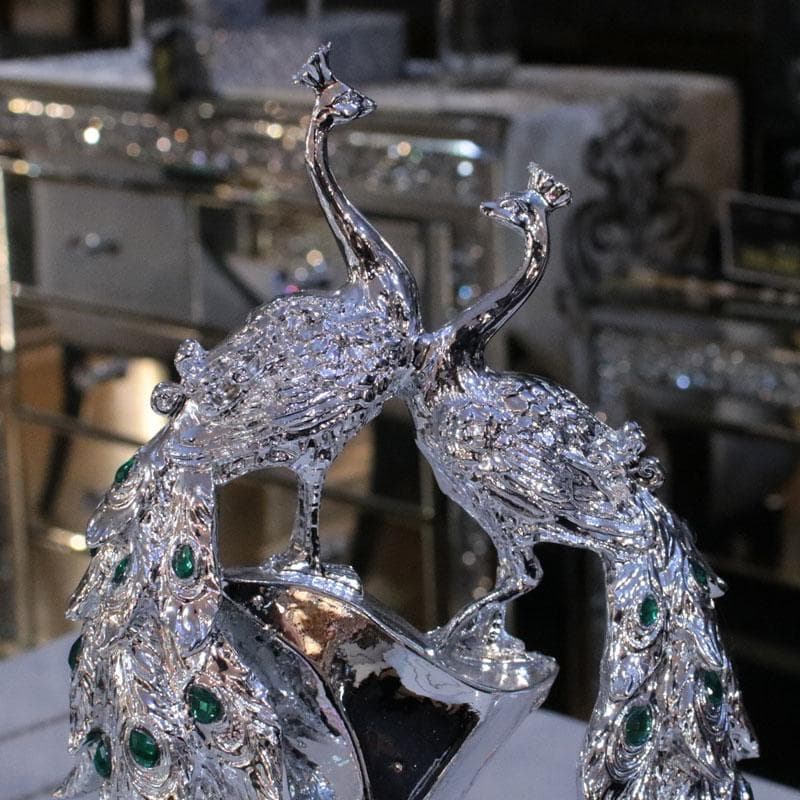 シルバー孔雀 ピーコック オブジェ 卓上インテリア 143-138-040
