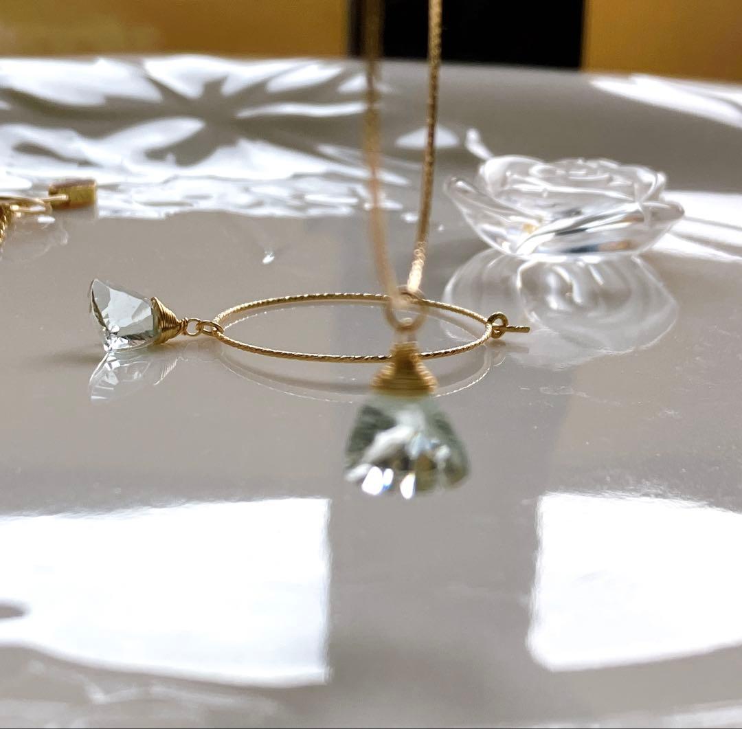 ハニーフラット◆一点物✧希少✧カラーチェンジフローライトピアス✧14kgf