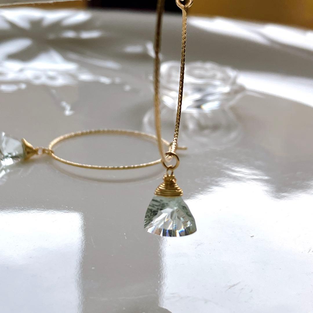 ハニーフラット◆一点物✧希少✧カラーチェンジフローライトピアス✧14kgf