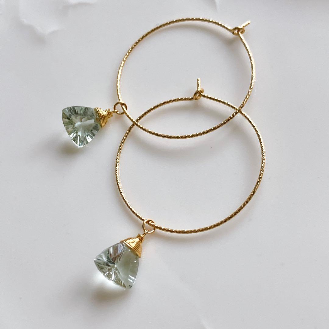 ハニーフラット◆一点物✧希少✧カラーチェンジフローライトピアス✧14kgf