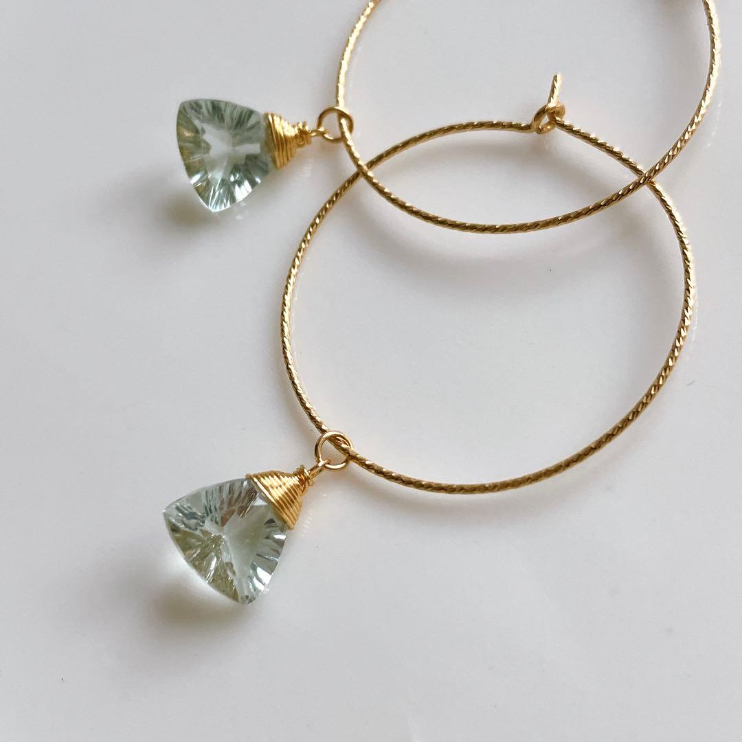 ハニーフラット◆一点物✧希少✧カラーチェンジフローライトピアス✧14kgf