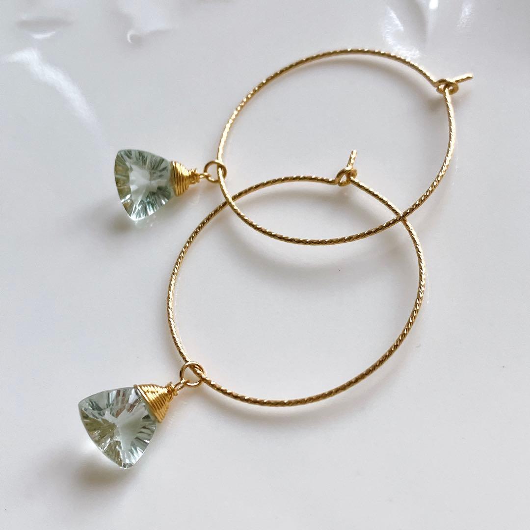 ハニーフラット◆一点物✧希少✧カラーチェンジフローライトピアス✧14kgf