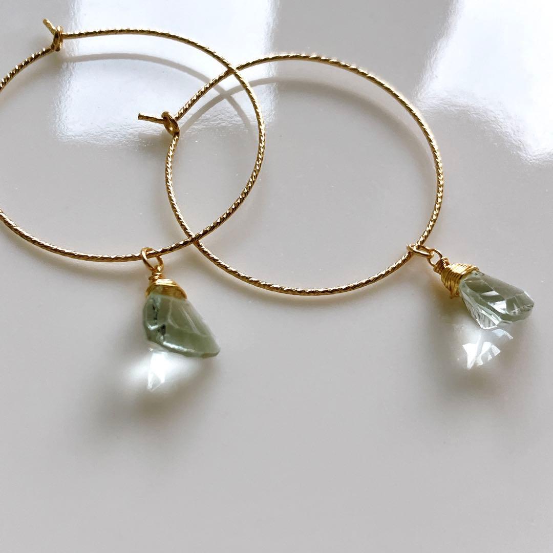 ハニーフラット◆一点物✧希少✧カラーチェンジフローライトピアス✧14kgf