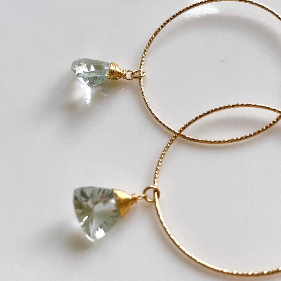 ハニーフラット◆一点物✧希少✧カラーチェンジフローライトピアス✧14kgf