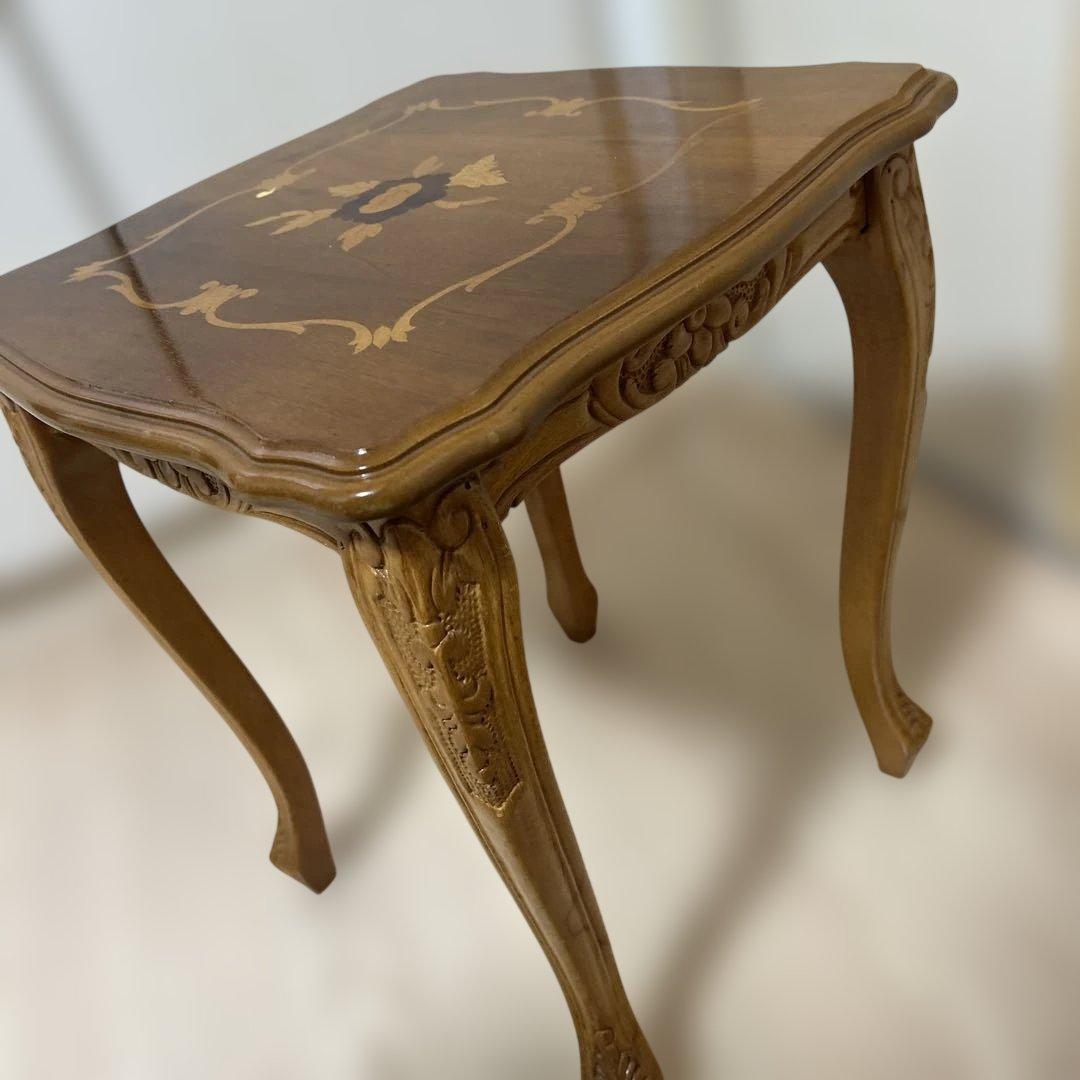 美品✨イタリア製　サイドテーブル　象嵌細工　猫脚　ネストテーブル　アンティーク